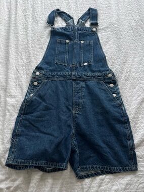 Denim Short Overalls - Dark Blue
